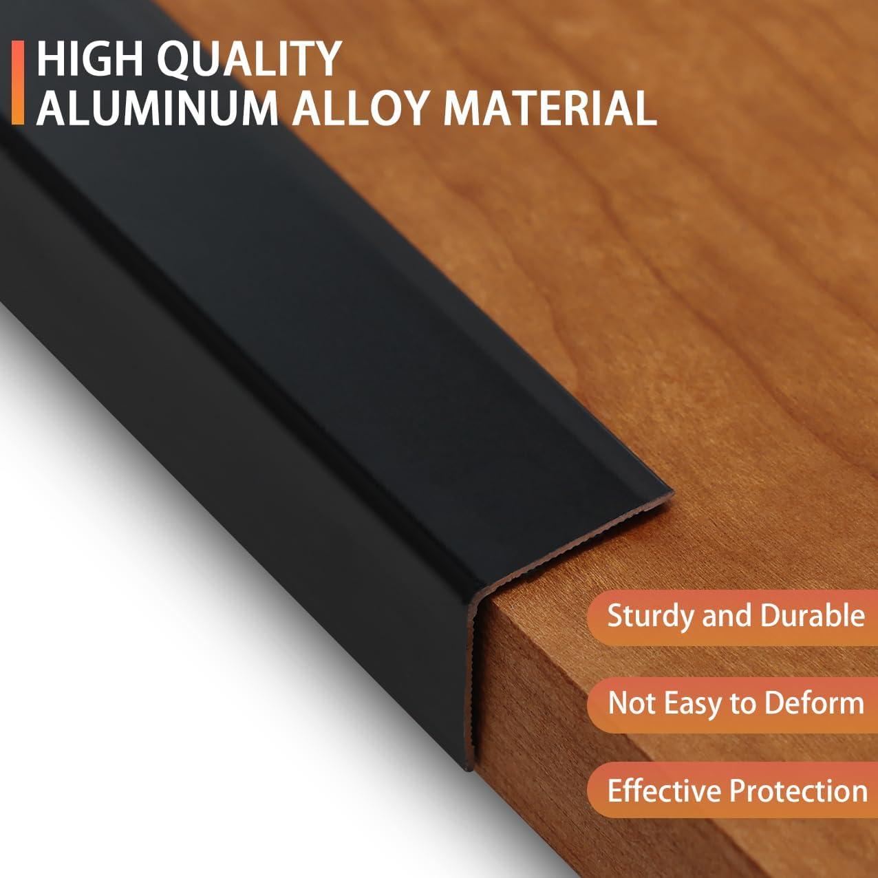 Protectores de Esquinas de Aluminio QDYMXUN 130cm Negro Mate 2pcs