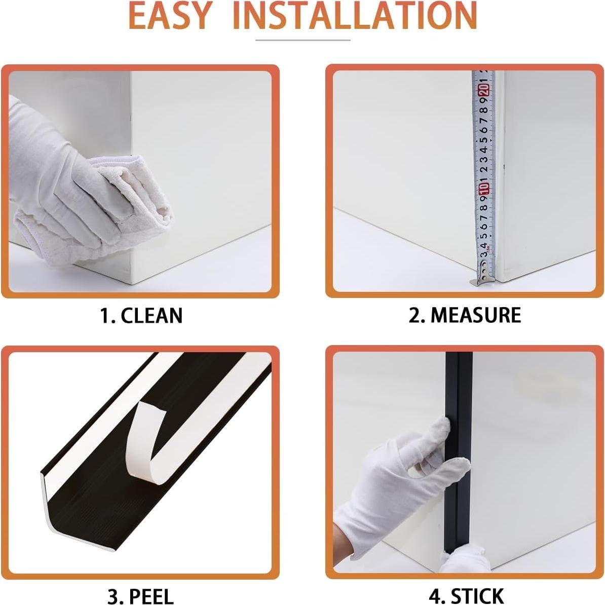 Protectores de Esquinas de Aluminio QDYMXUN 130cm Negro Mate 2pcs