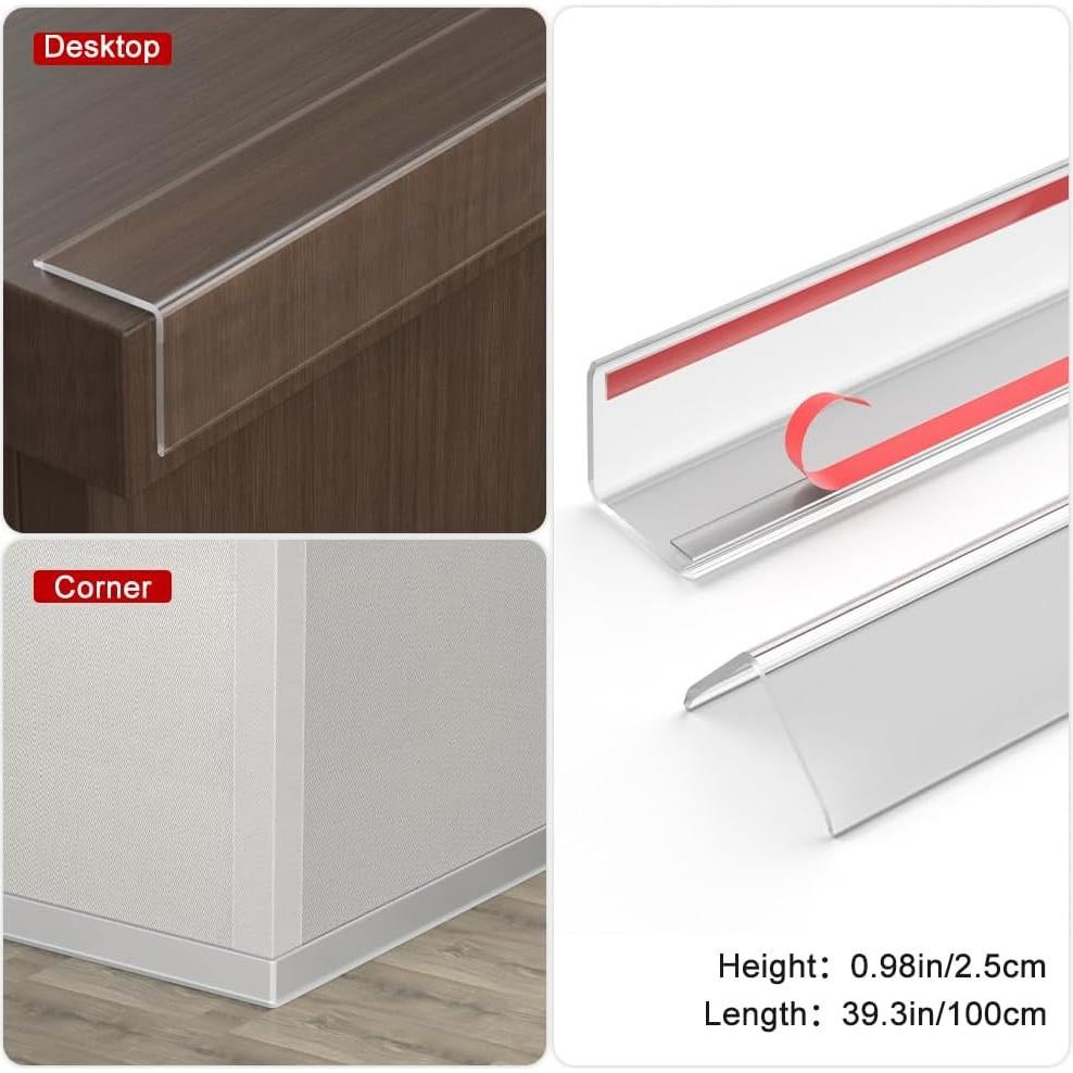 Protector de Esquina de Pared Transparente RUANSTEC 5 Piezas 100.1 cm