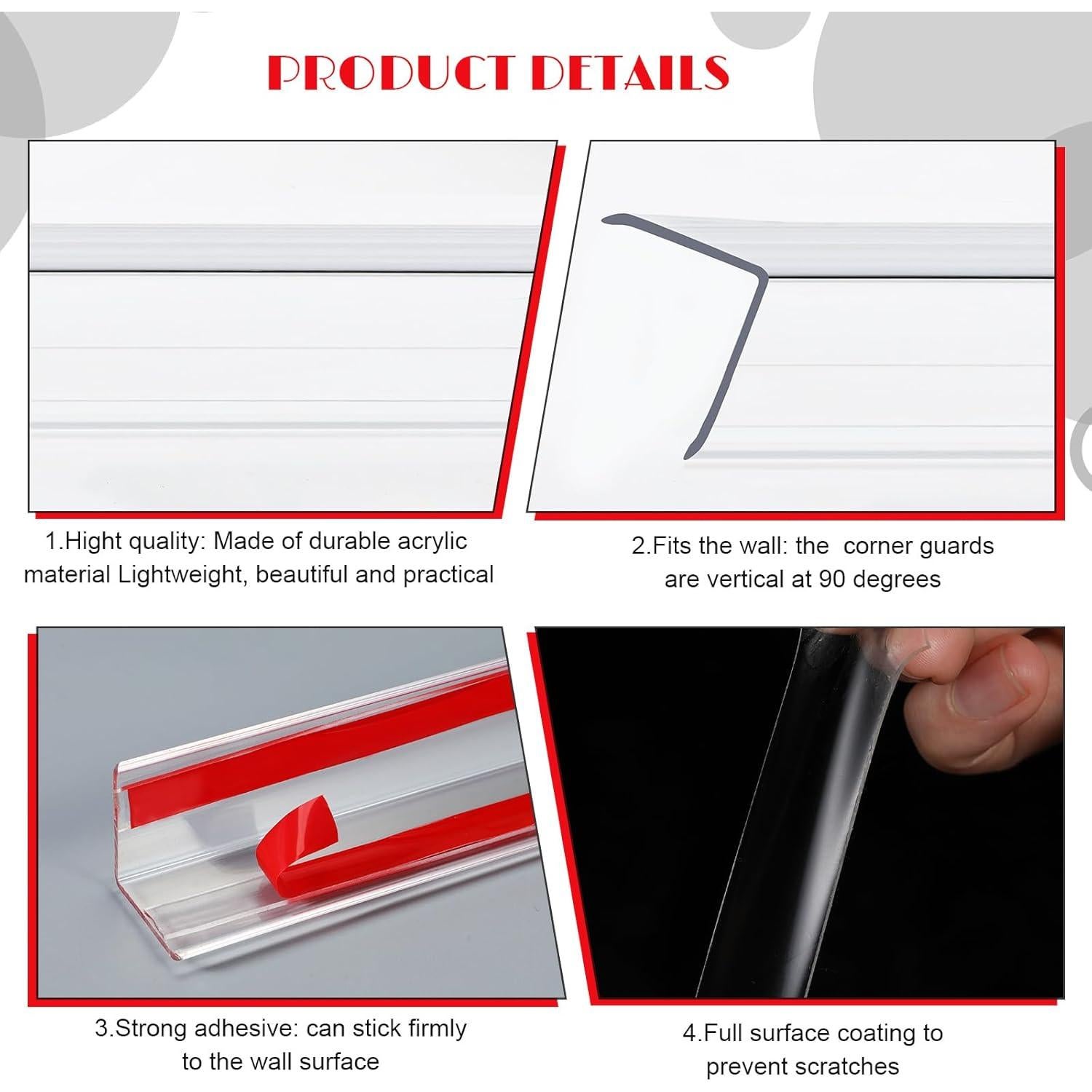 Protector de esquina autoadhesivo Beeveer 120 cm x 3 cm - 10 piezas