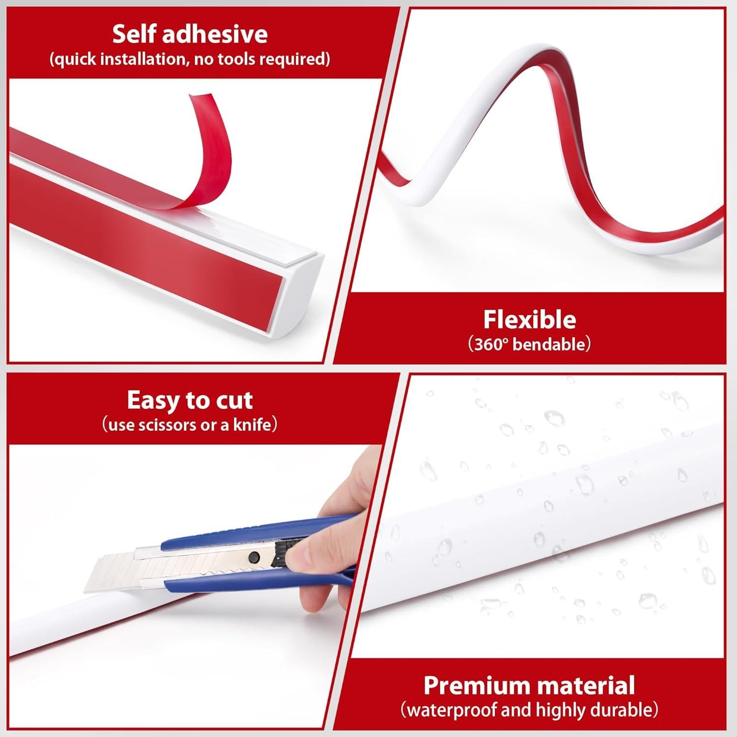 Moldura Flexible Autoadhesiva 240cm Blanco W13H13