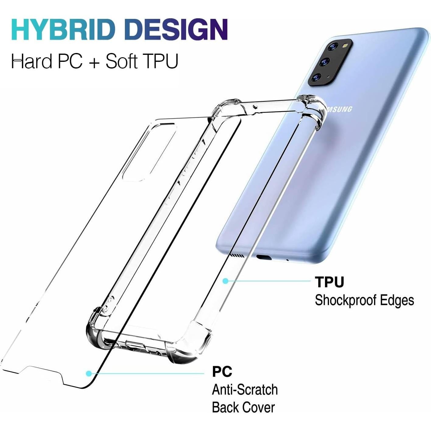 Funda Transparente KIOMY para Samsung Galaxy S20 FE 5G con 2 Protectores de Pantalla