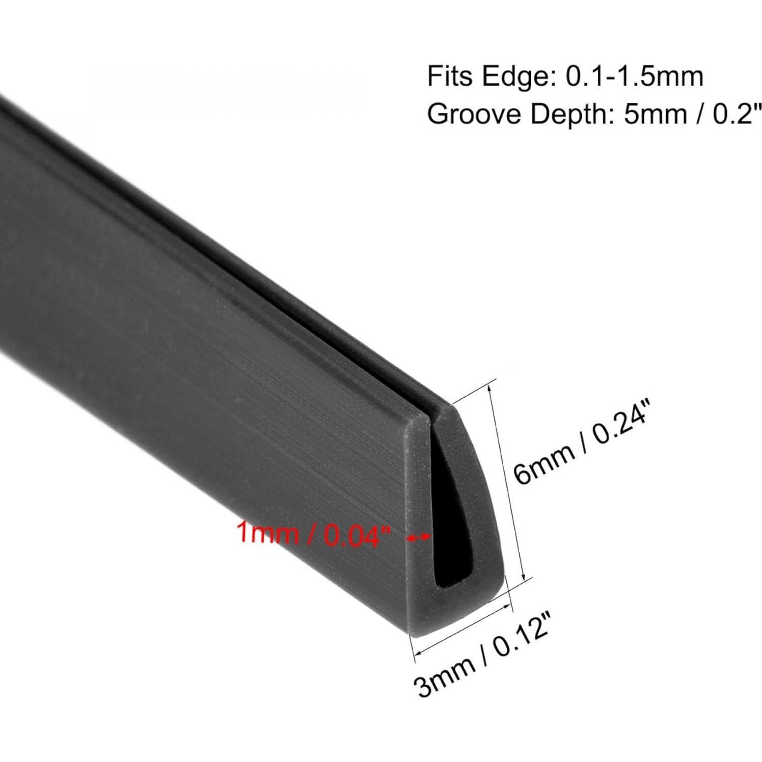 Protector de Bisel U de Silicona Negra uxcell 5M x 3mm x 6mm