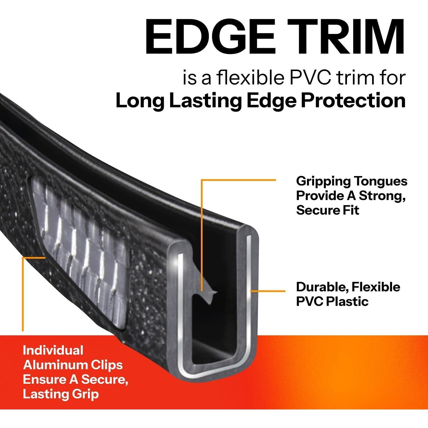 Bisel de Borde Trim-Lok PVC Flexible 25 Pies Negro Texturizado