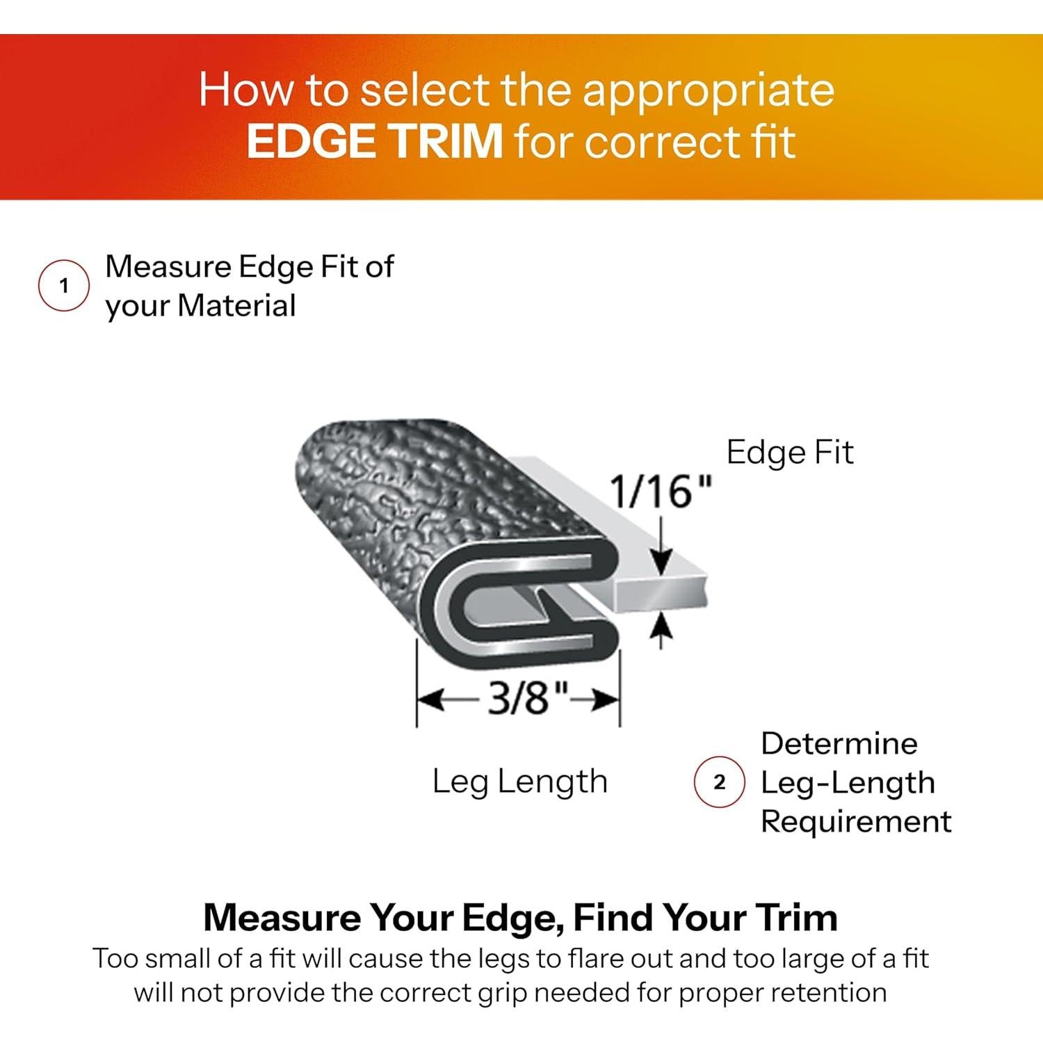 Bisel de Borde Trim-Lok PVC Flexible 25 Pies Negro Texturizado
