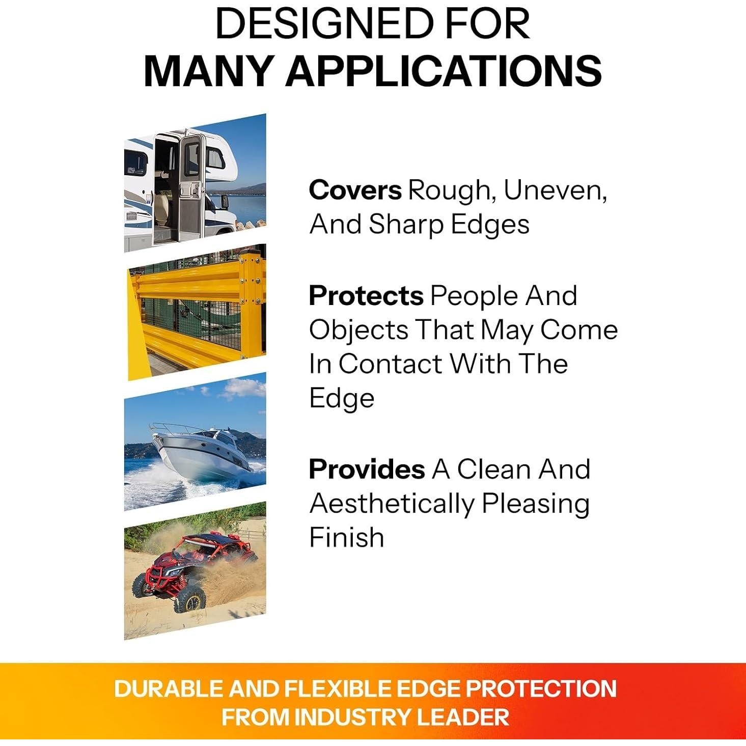 Bisel de Borde Trim-Lok PVC Flexible 25 Pies Negro Texturizado