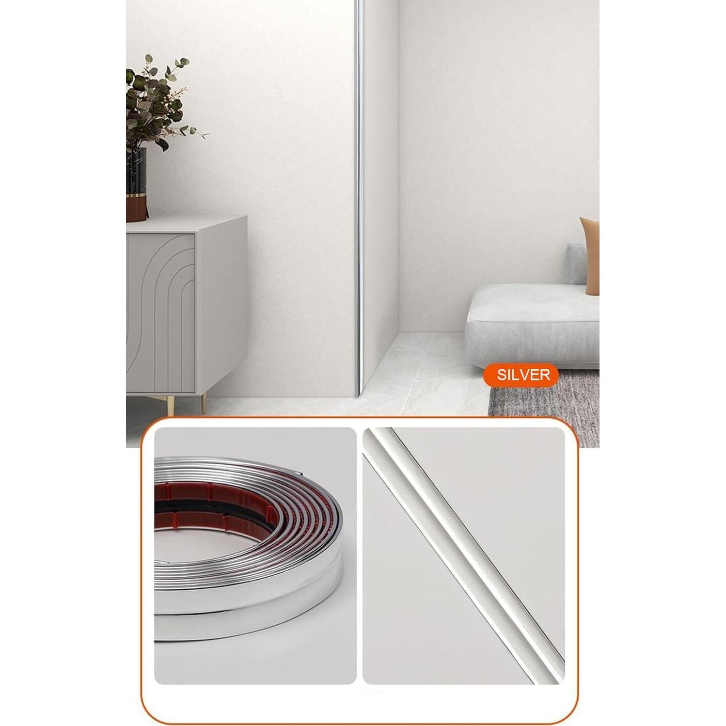 Moldura Autoadhesiva Flexible LaRolls 6.1m Plata Mate