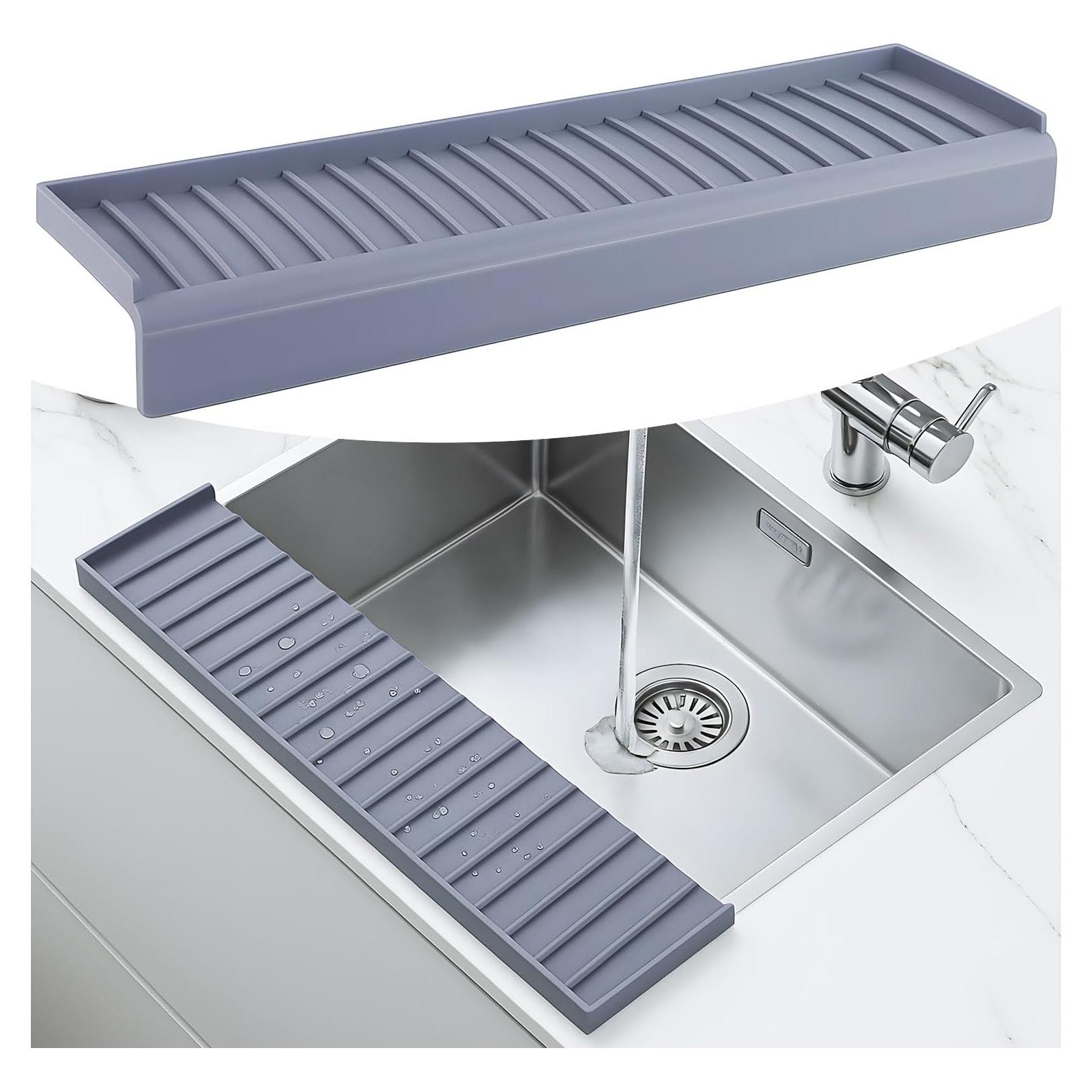 Protector de Borde de Fregadero de Silicona Gris 50.8 cm