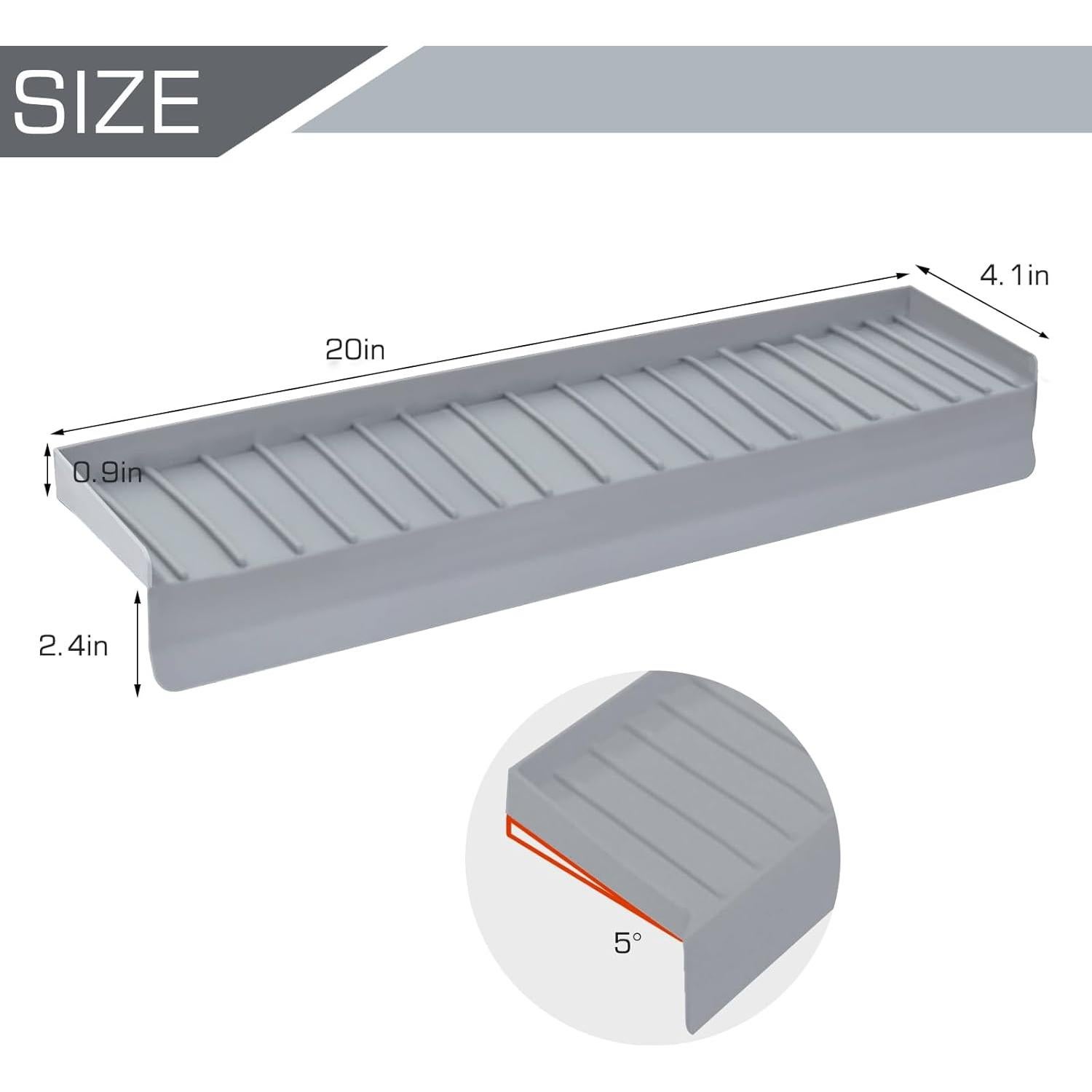 Protector de Borde de Fregadero de Silicona Gris 50.8 cm