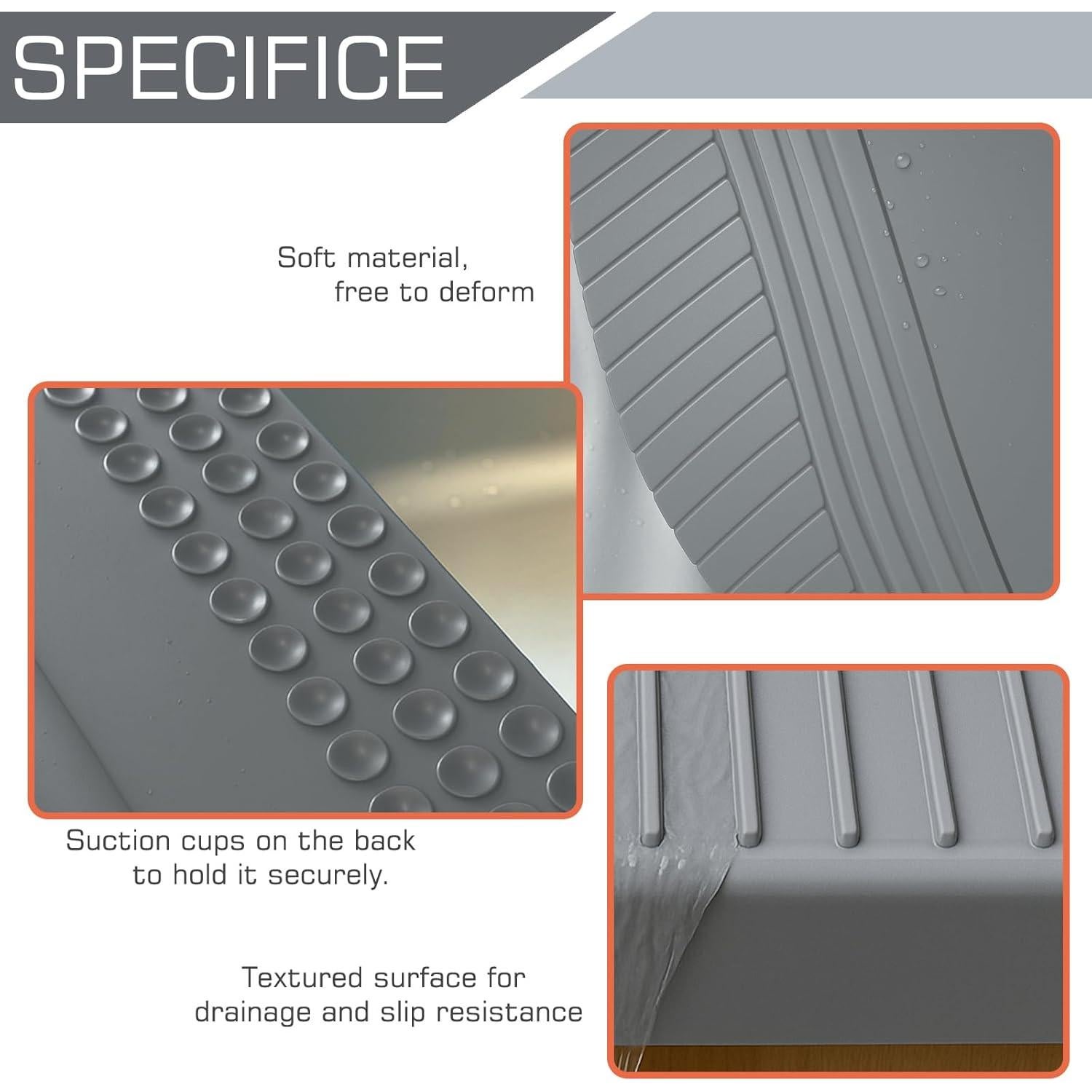 Protector de Borde de Fregadero de Silicona Gris 50.8 cm