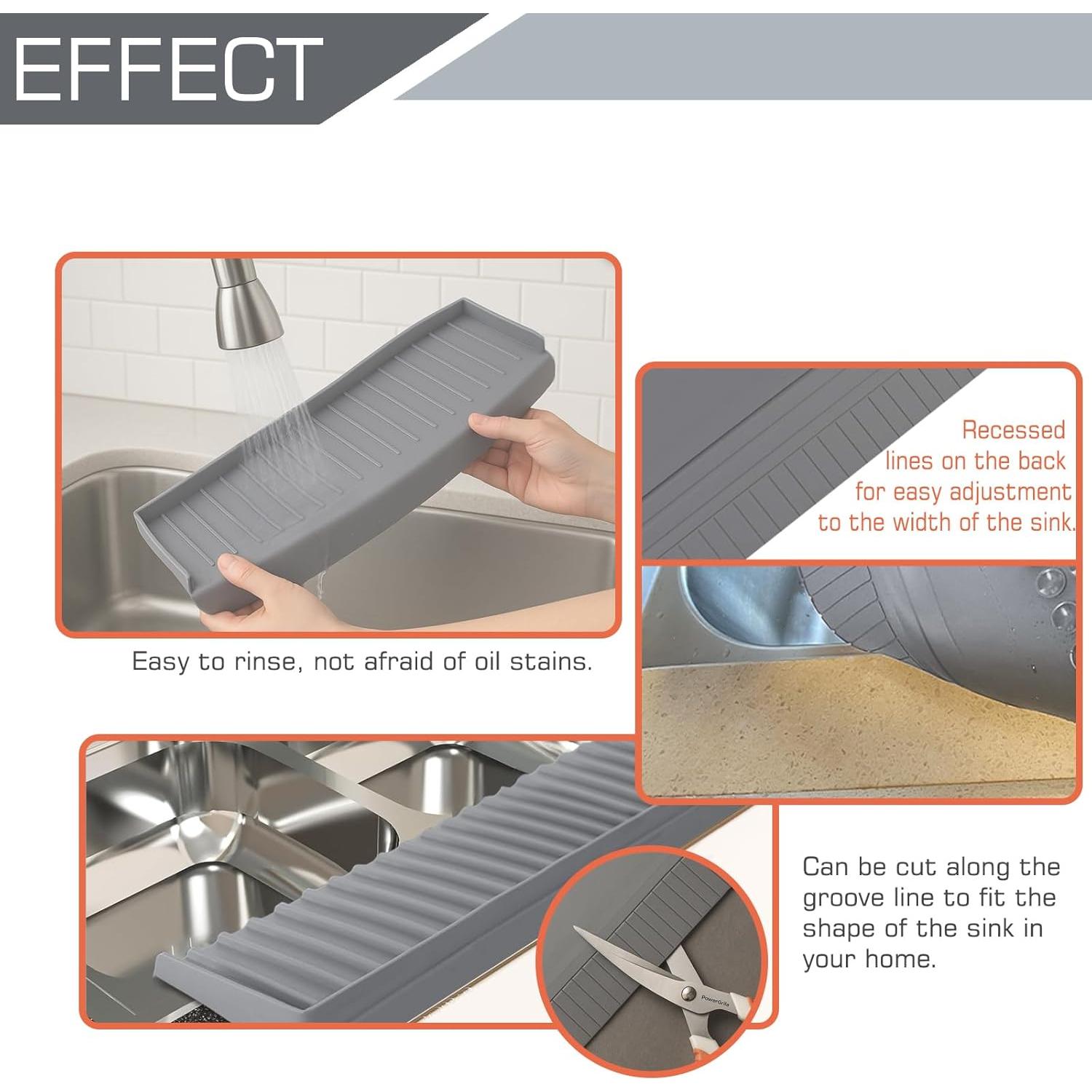 Protector de Borde de Fregadero de Silicona Gris 50.8 cm