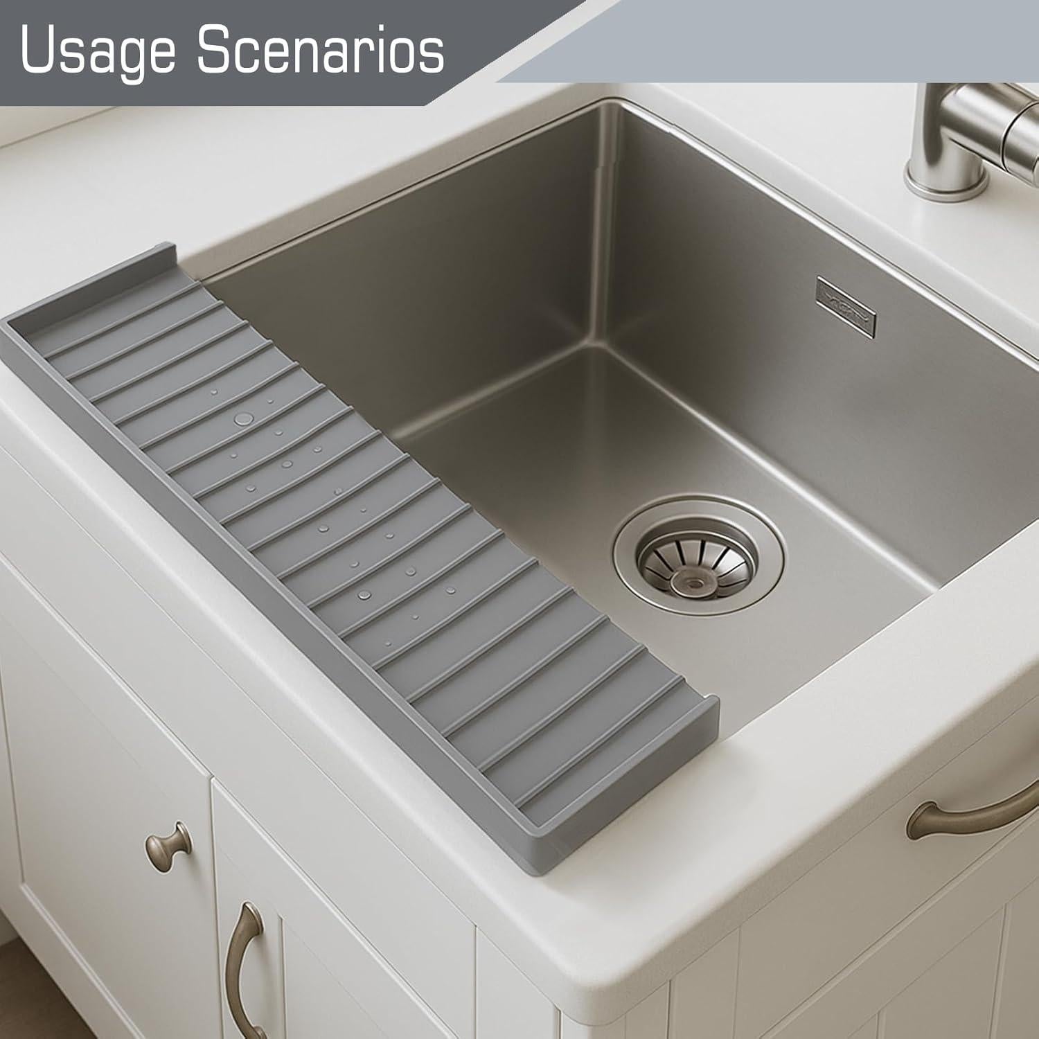 Protector de Borde de Fregadero de Silicona Gris 50.8 cm