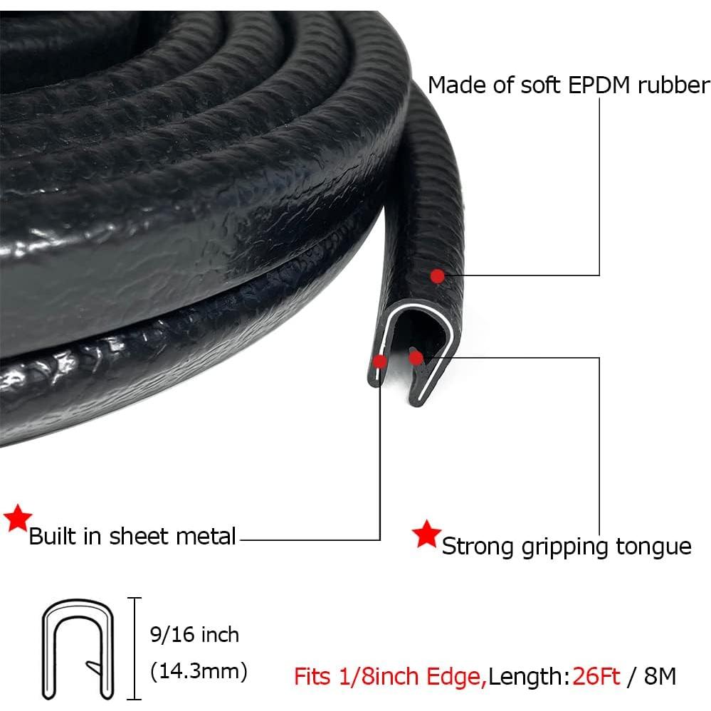 Bisel de goma negro Tintvent 7.92m para bordes de 3.18mm