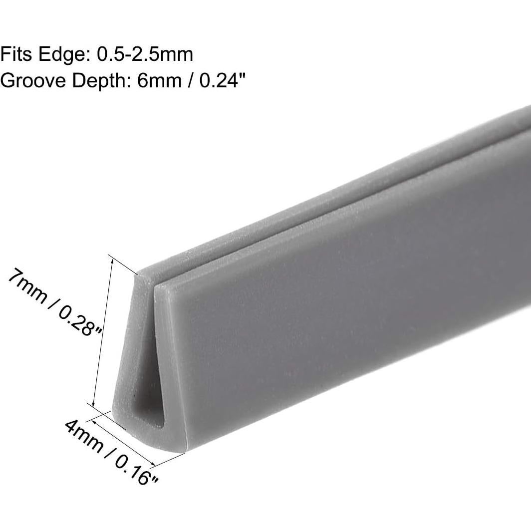 Protector de Bisel U de Silicona uxcell 1M Gris para Ventanas