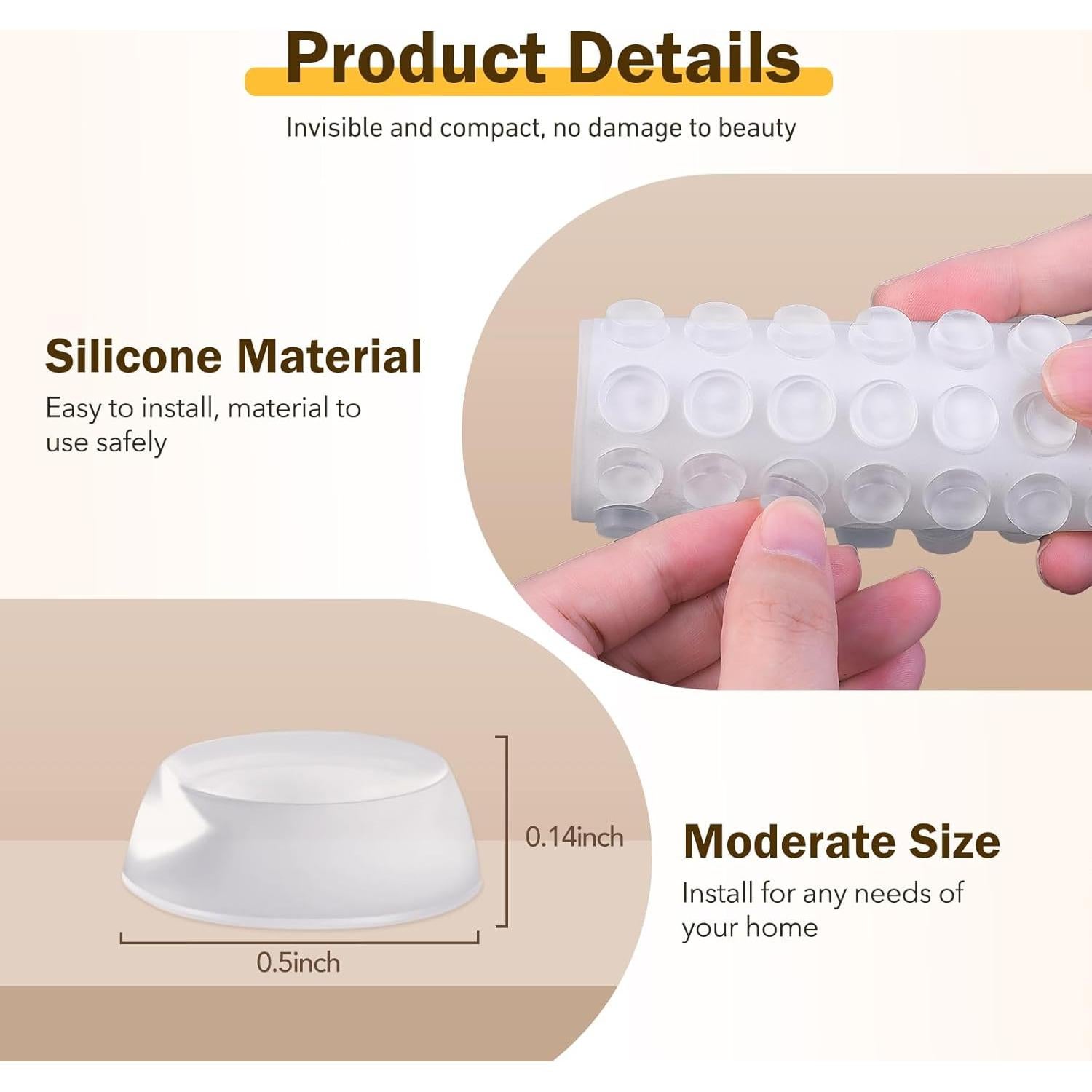 Bumpers de Silicona Transparentes QUEENTI 160 Pcs 1.27 cm