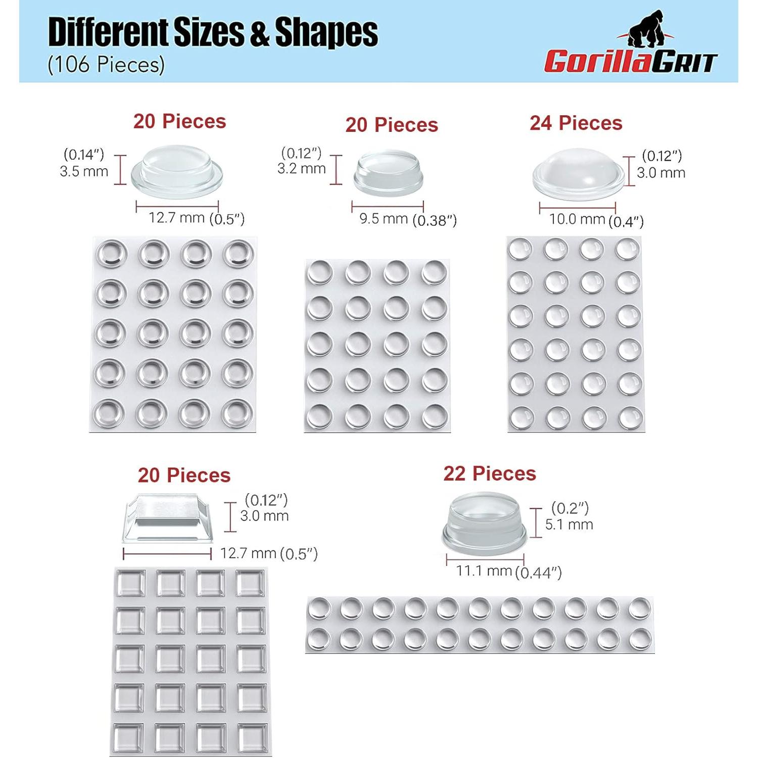 Paquete de 106 Almohadillas Adhesivas Transparentes GorillaGrit