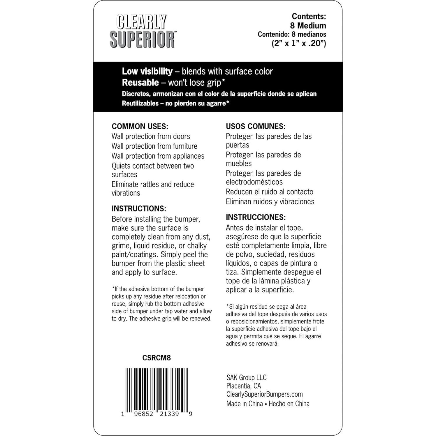 Protectores de Parachoques Medianos SAK - 8 Unidades Gel Polimérico