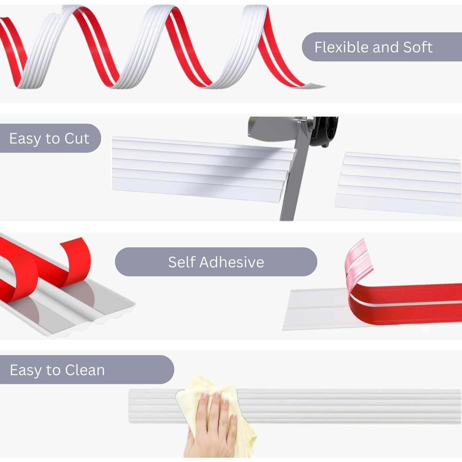 Moldura de Esquina Flexible Autoadhesiva Boorika 6.1m TPE