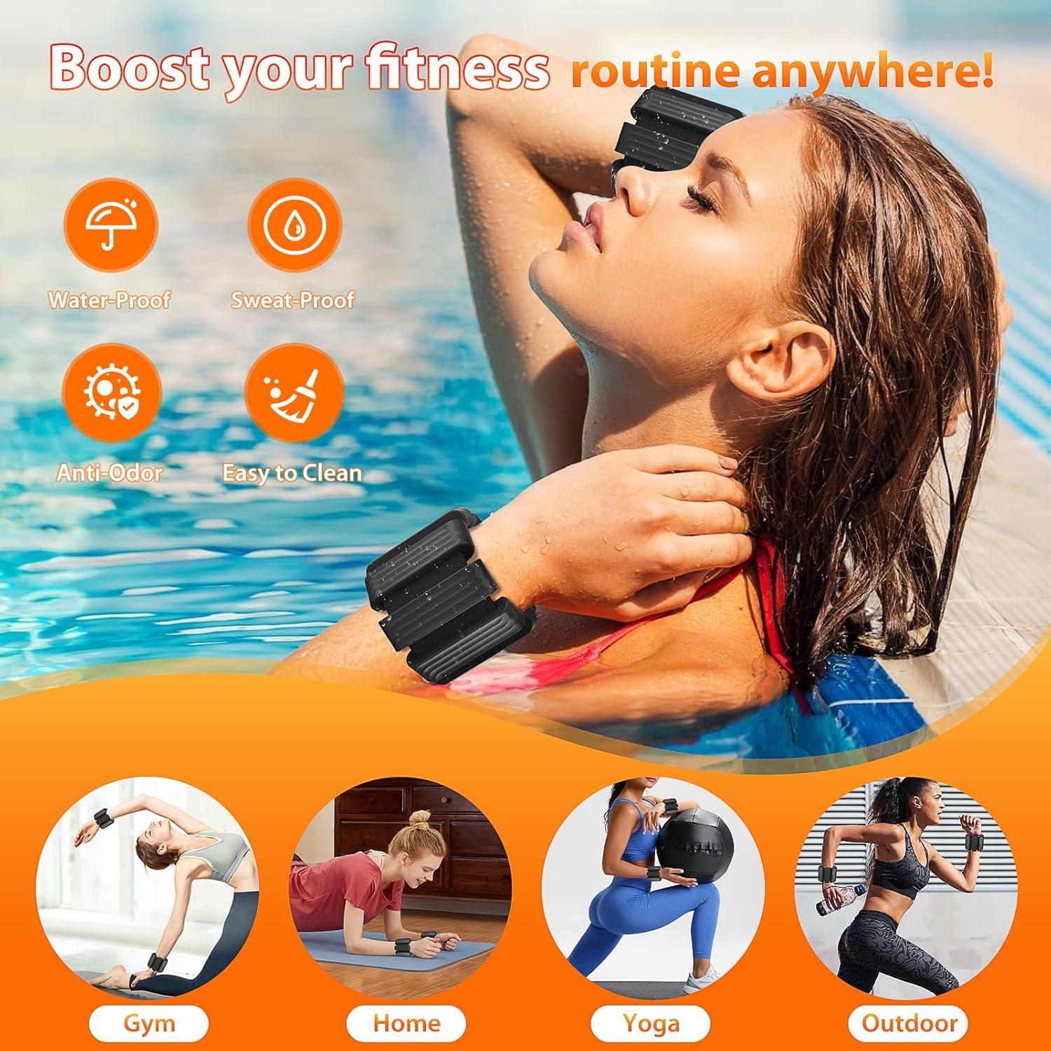 Pilates Wrist and Ankle Weights for Women - Adjustable Weighted Bangles for Men, 2 lbs Weighted Arm Bands Foot Leg Weights for Walking, Yoga, Training, Exercise, Running, Set of 2 (1LB Each)