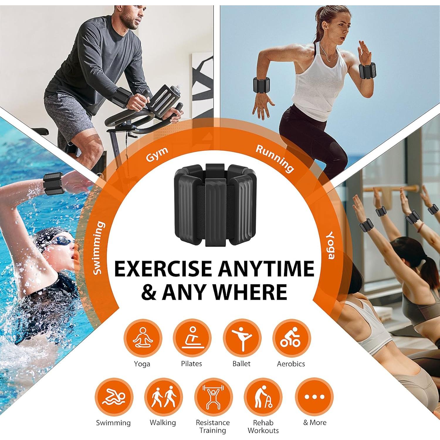 Pilates Wrist and Ankle Weights for Women - Adjustable Weighted Bangles for Men, 2 lbs Weighted Arm Bands Foot Leg Weights for Walking, Yoga, Training, Exercise, Running, Set of 2 (1LB Each)