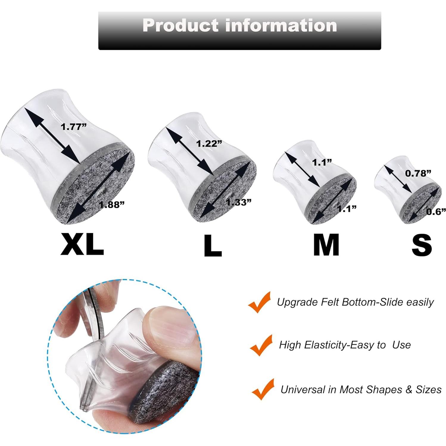 Protectores de Suelo para Patas de Sillas Furnigear 24 Unidades