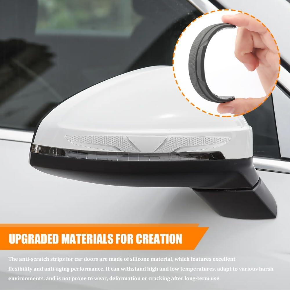 4 Protectores de Bisel de Puerta de Coche HQRNYP Silicona Blanco