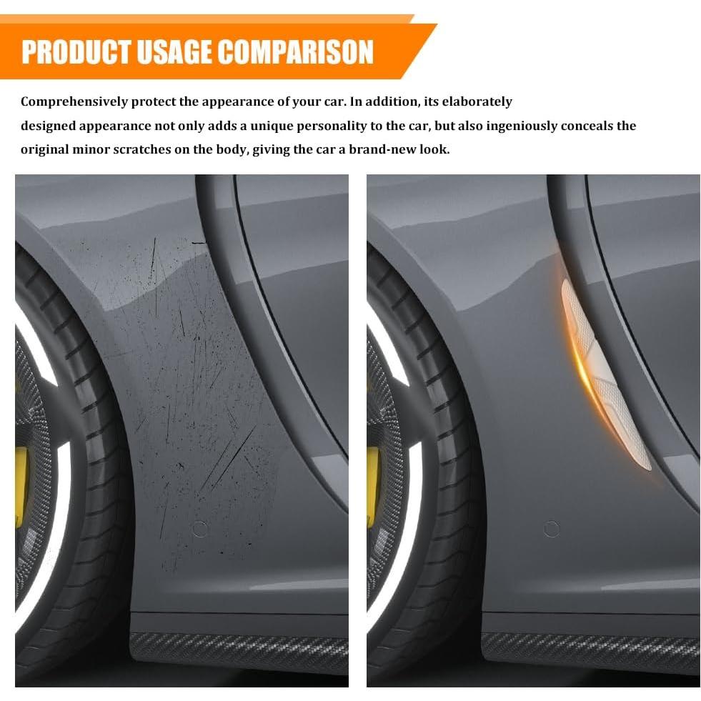 4 Protectores de Bisel de Puerta de Coche HQRNYP Silicona Blanco