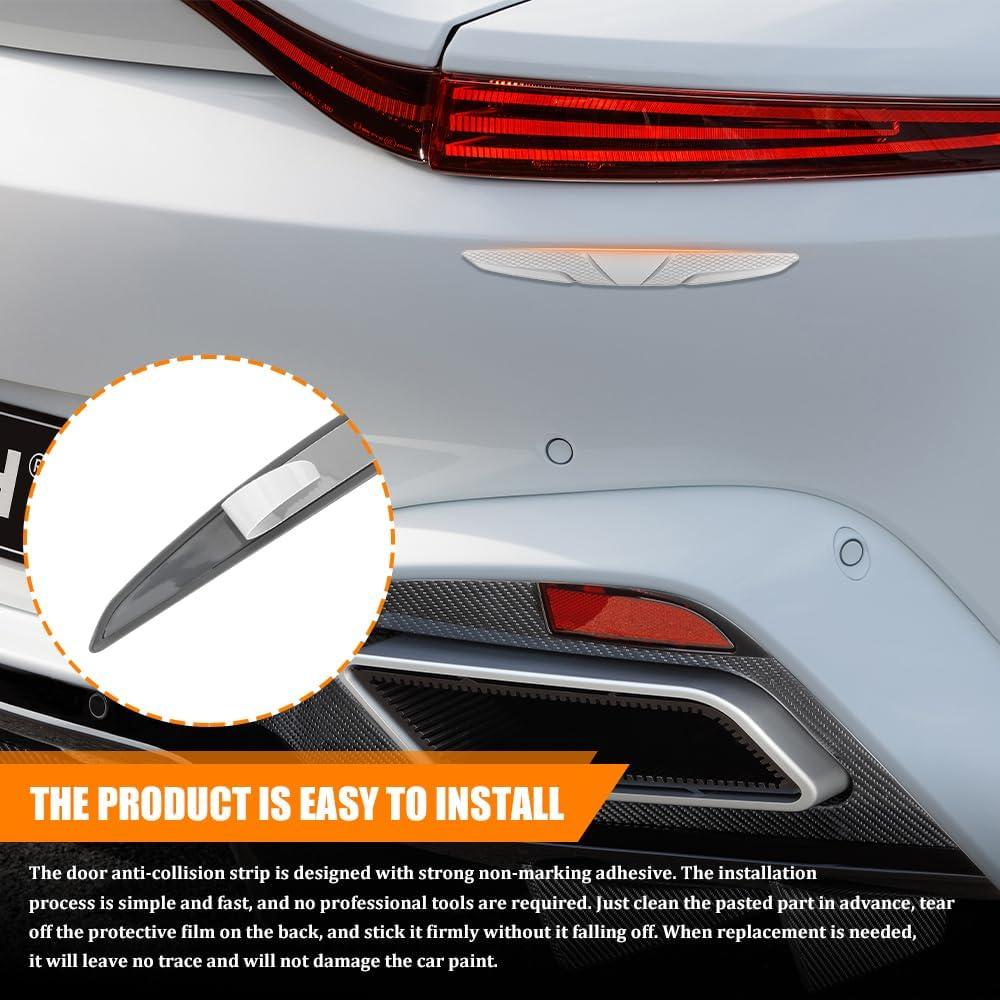 4 Protectores de Bisel de Puerta de Coche HQRNYP Silicona Blanco