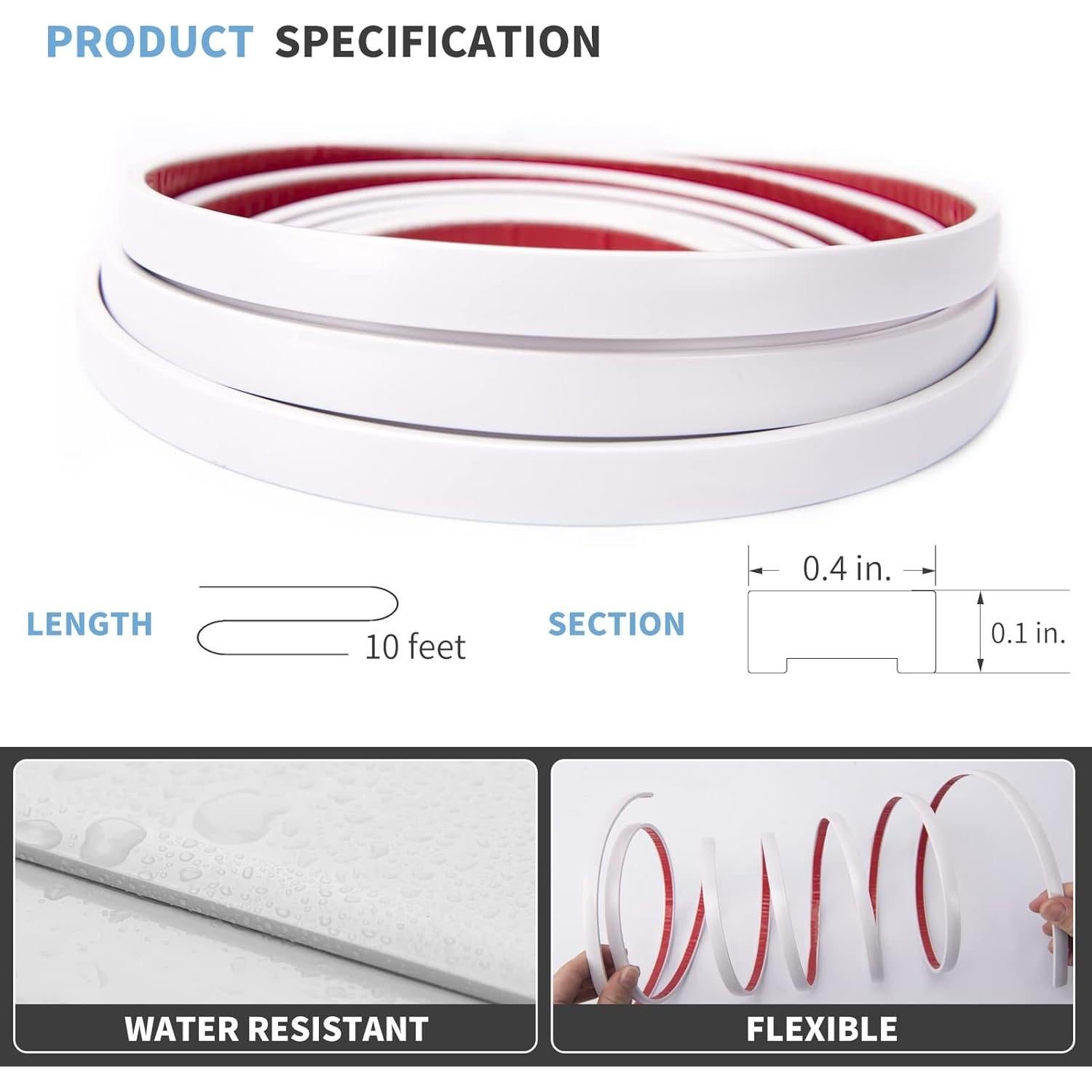 Moldura de Vinilo Flexible Autoadhesiva Art3d 3m Blanco