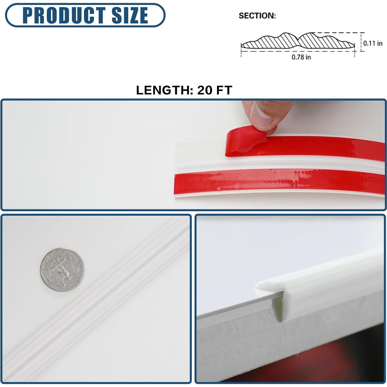 Moldura Flexible Autoadhesiva ZOWZOW 20 Pies Blanca TPE