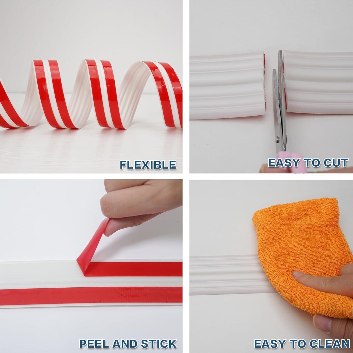 Moldura Flexible Autoadhesiva ZOWZOW 20 Pies Blanca TPE