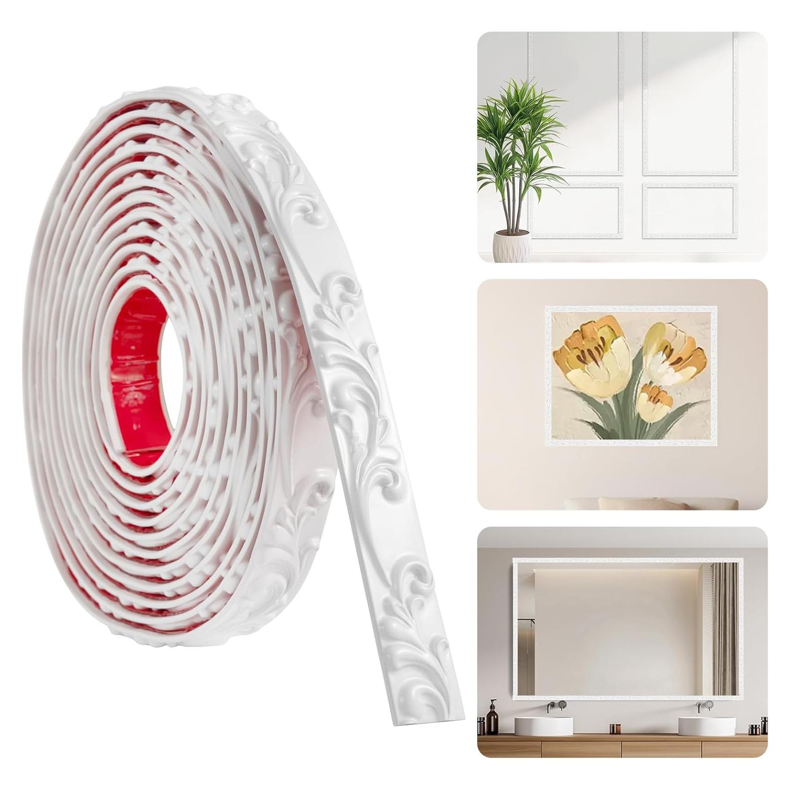 Moldura de Corona Autoadhesiva Blanca 5m x 2.6cm PVC HOHNNYREET