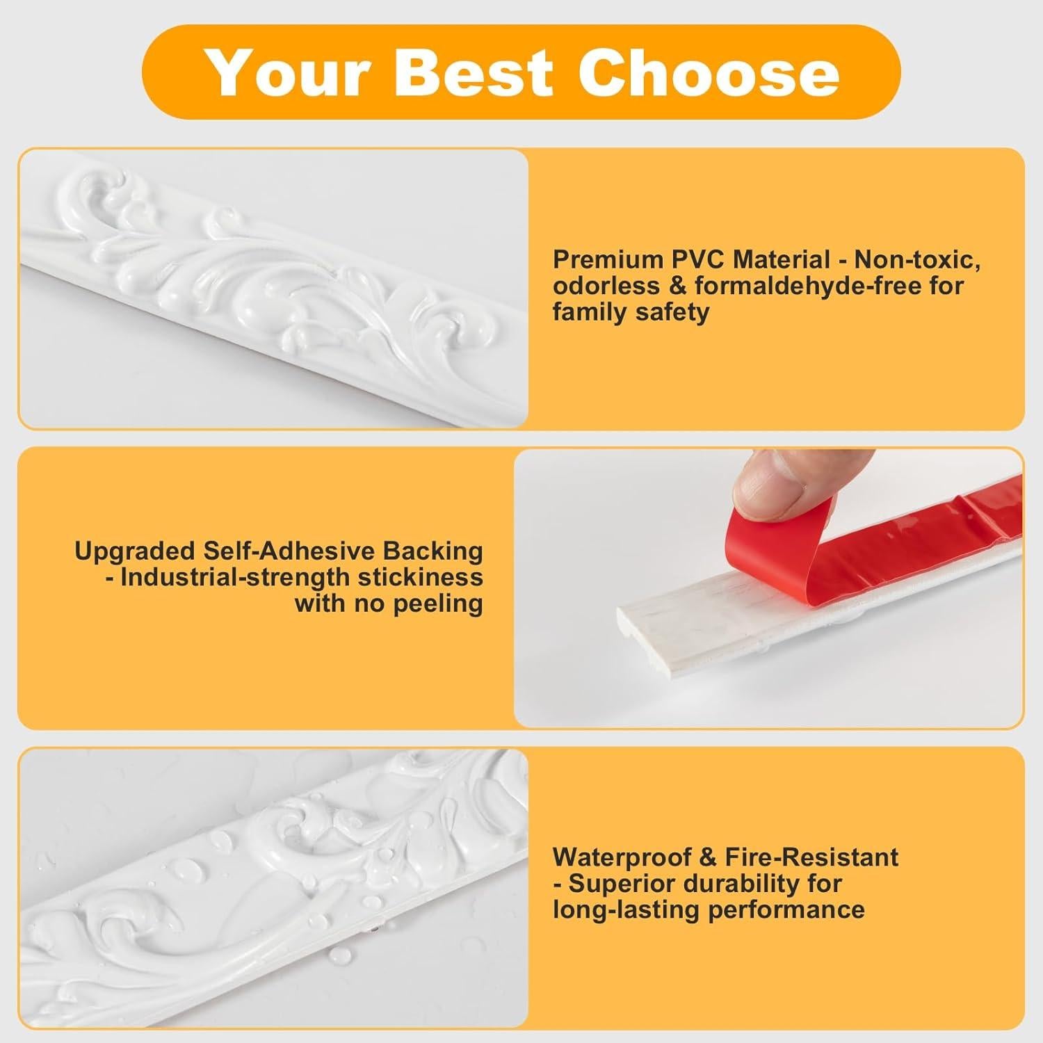 Moldura de Corona Autoadhesiva Blanca 5m x 2.6cm PVC HOHNNYREET