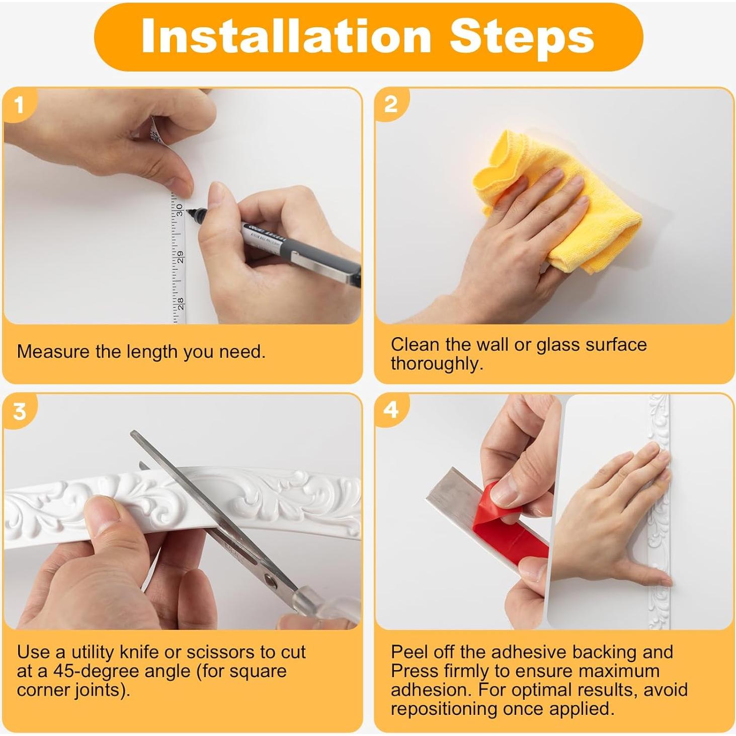 Moldura de Corona Autoadhesiva Blanca 5m x 2.6cm PVC HOHNNYREET