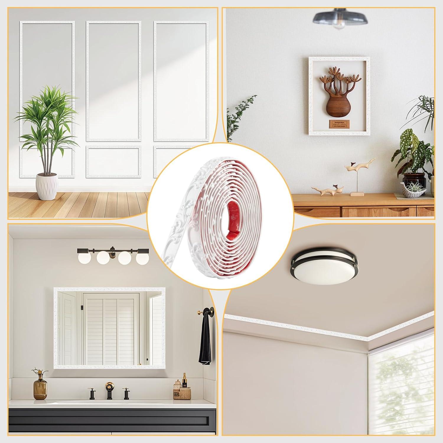 Moldura de Corona Autoadhesiva Blanca 5m x 2.6cm PVC HOHNNYREET