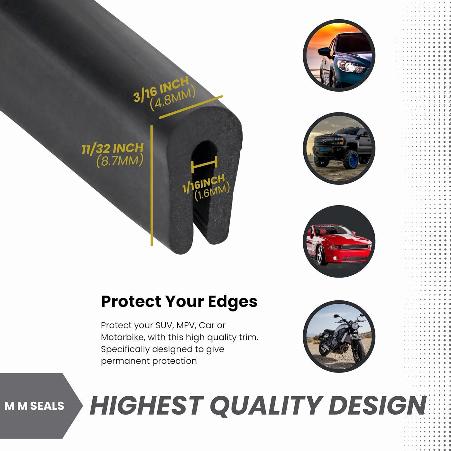 Bisel de borde en U de goma Seal Rubber 10 pies 1.6mm