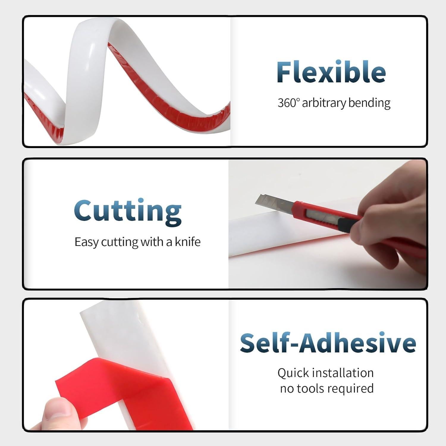 Moldura Cuarterona Flexible Risunpet 198 cm Autoadhesiva Blanca