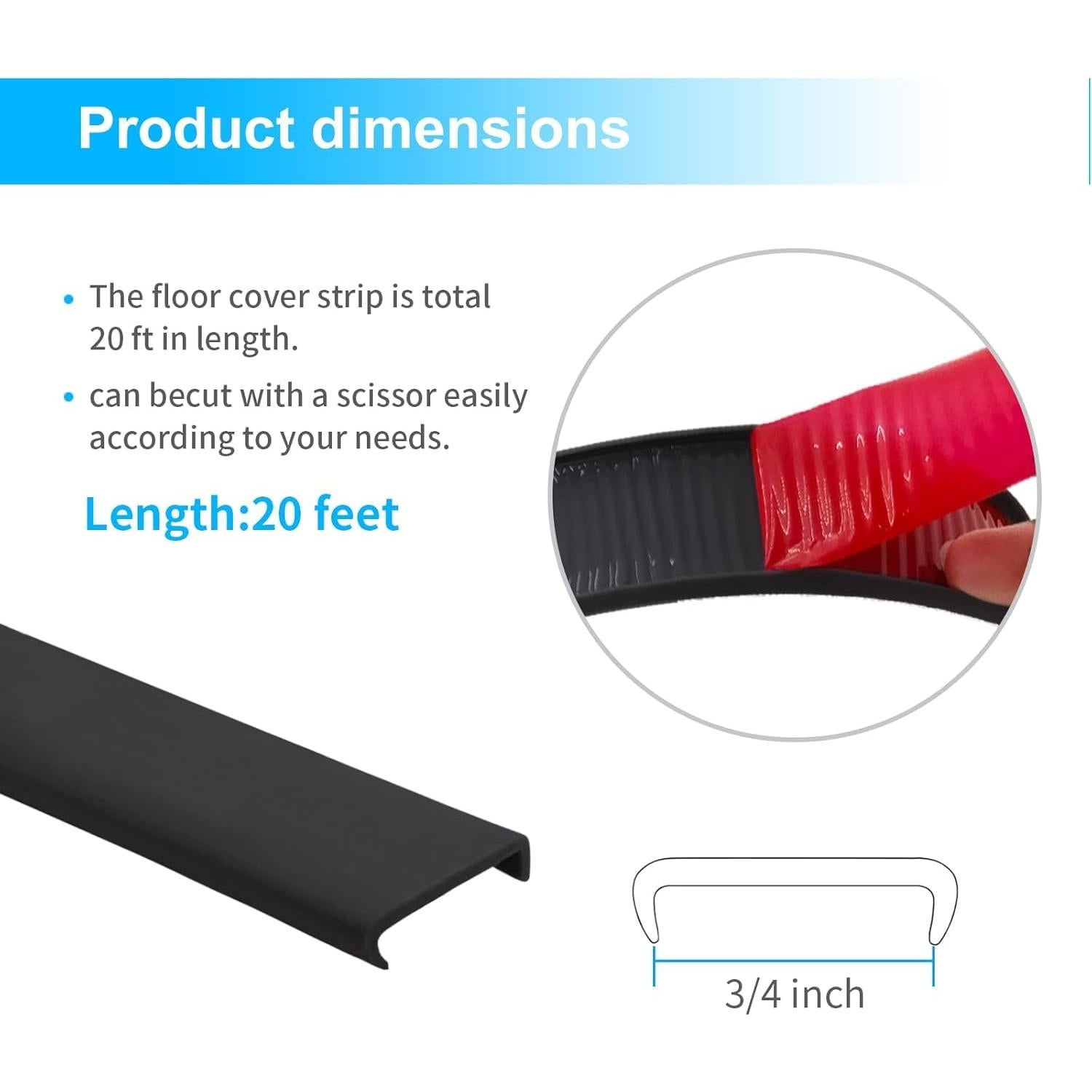 Banda de borde autoadhesiva negra 6.1m 20mm para muebles