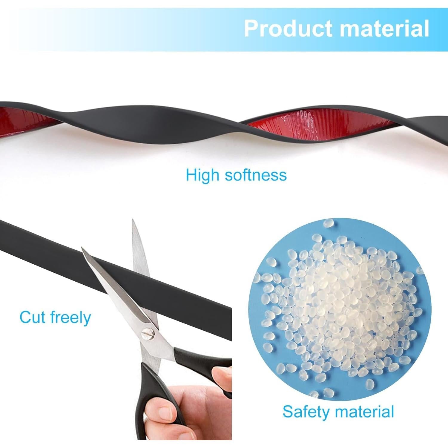 Banda de borde autoadhesiva negra 6.1m 20mm para muebles