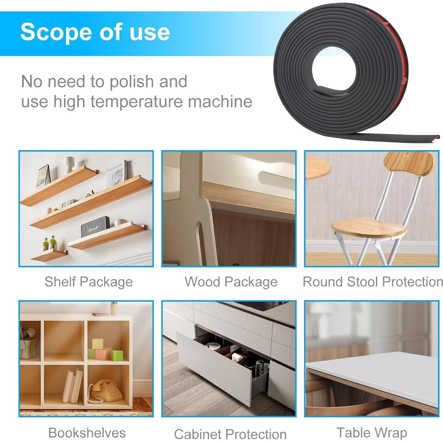 Banda de borde autoadhesiva negra 6.1m 20mm para muebles