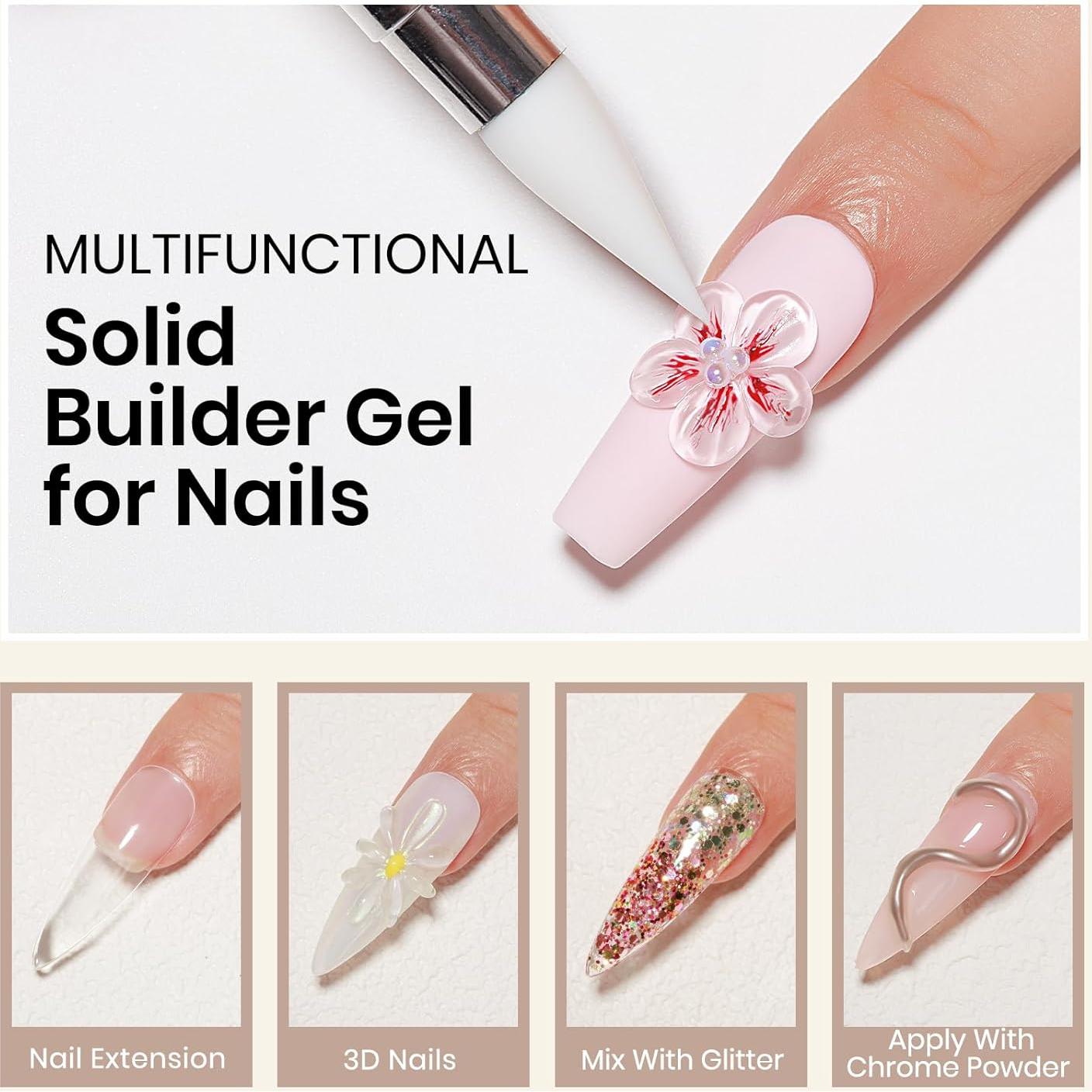 Gel Constructor Sólido MIZHSE 100g para Uñas 3D - Transparente