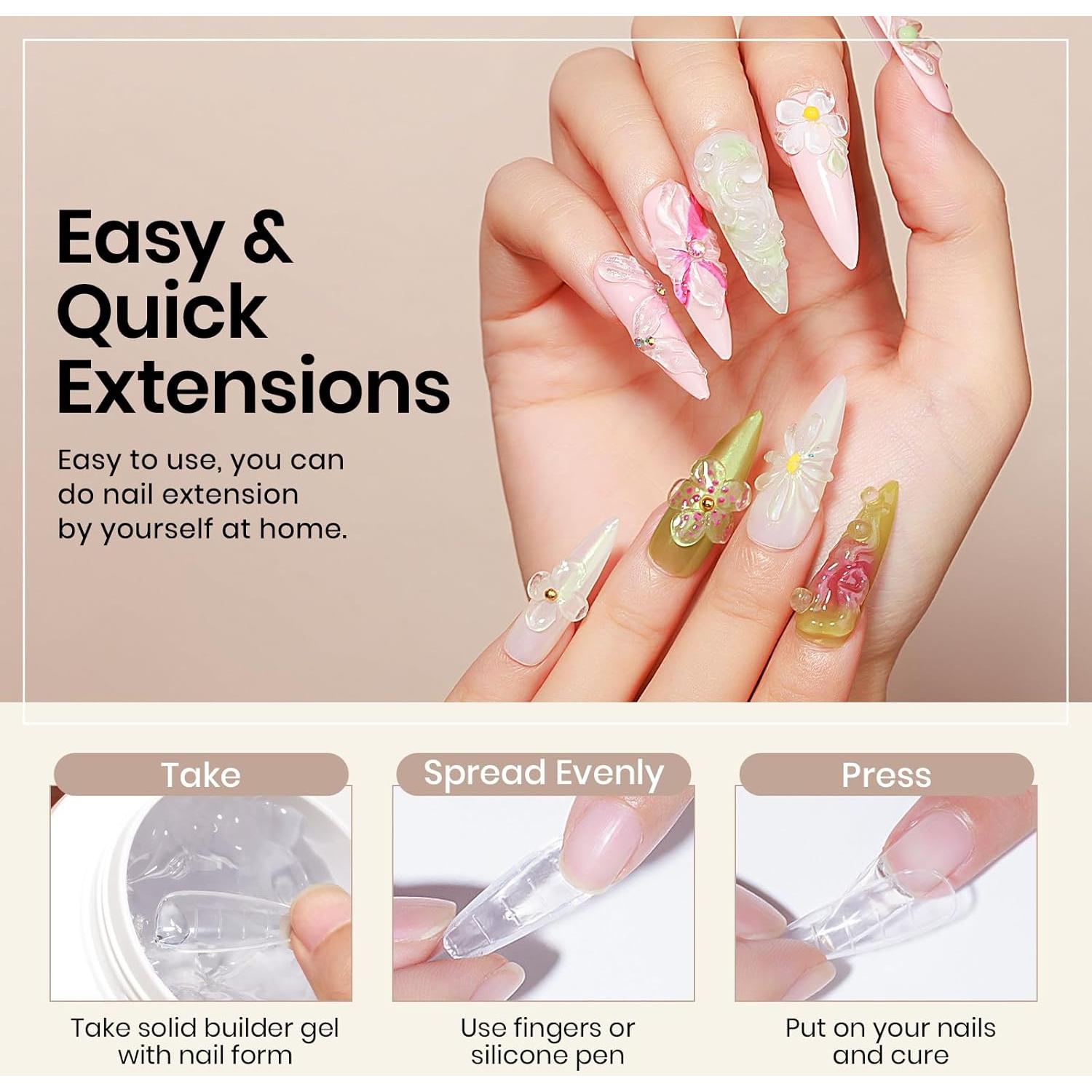 Gel Constructor Sólido MIZHSE 100g para Uñas 3D - Transparente