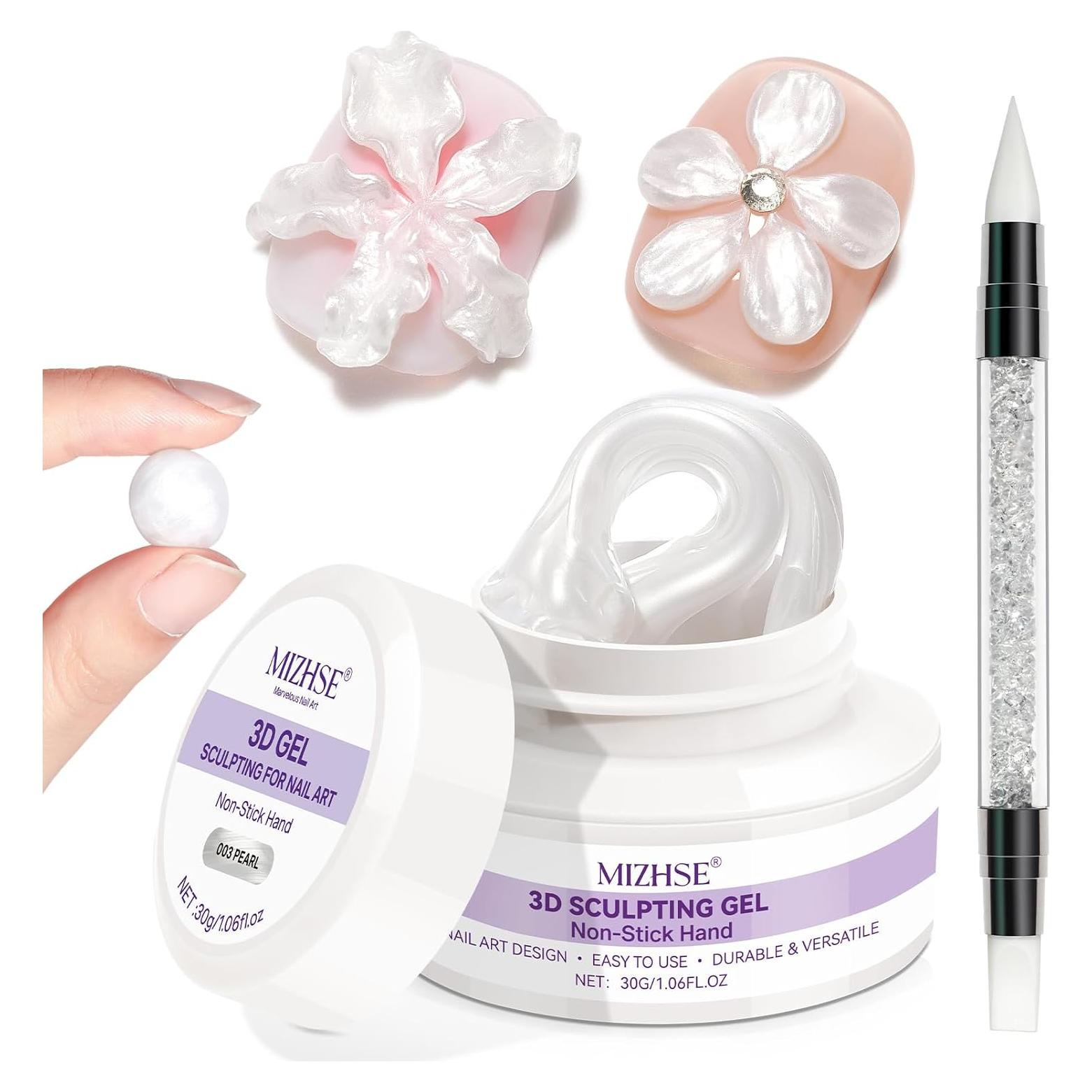 Gel de Escultura de Uñas 3D MIZHSE Perla 30g No Pegajoso