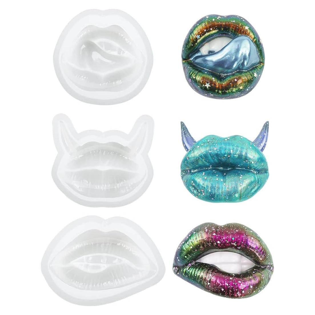 Moldes de Labios 3D Voyyphixa 3 Piezas para Resina Epóxica