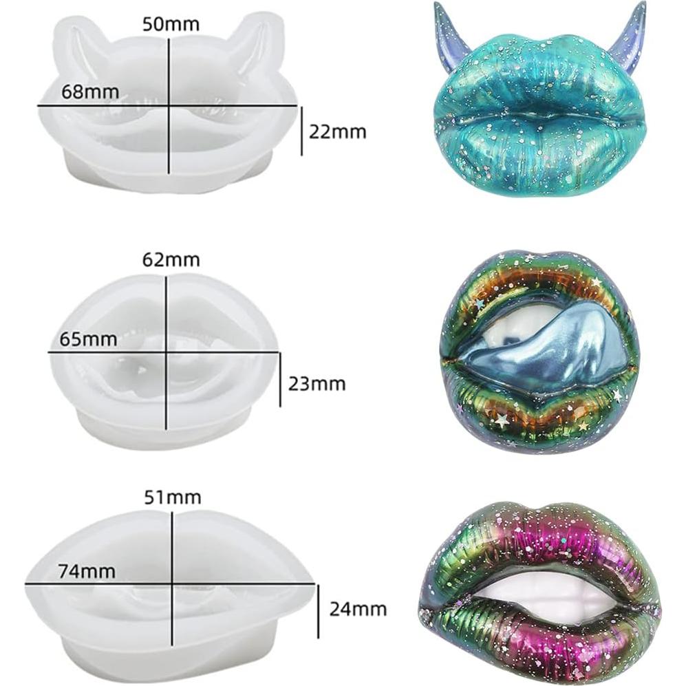 Moldes de Labios 3D Voyyphixa 3 Piezas para Resina Epóxica