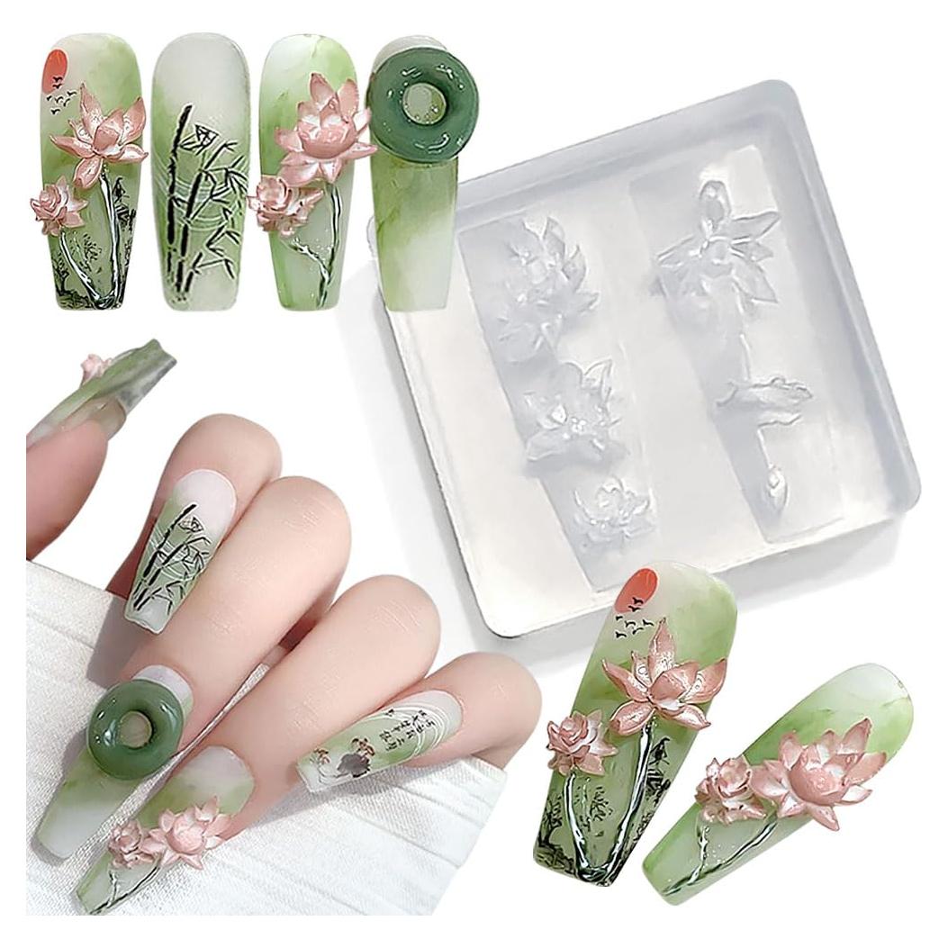 Molde de Arte de Uñas 3D Loto Silicona Dornail 3.5cm