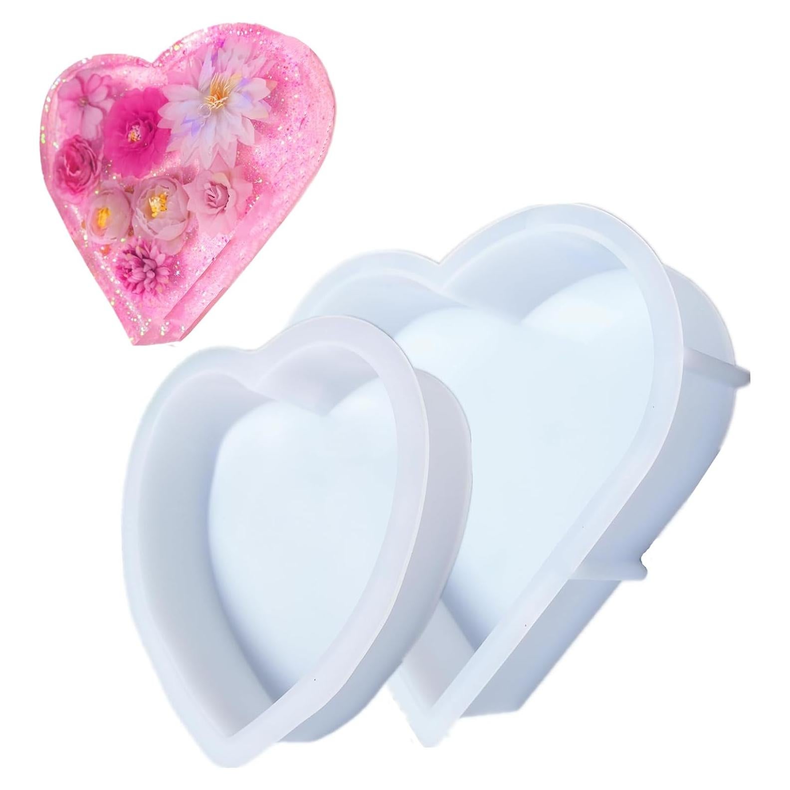 Moldes de Corazón de Silicona AOEDEO - 2 Piezas 21.8cm y 18.3cm