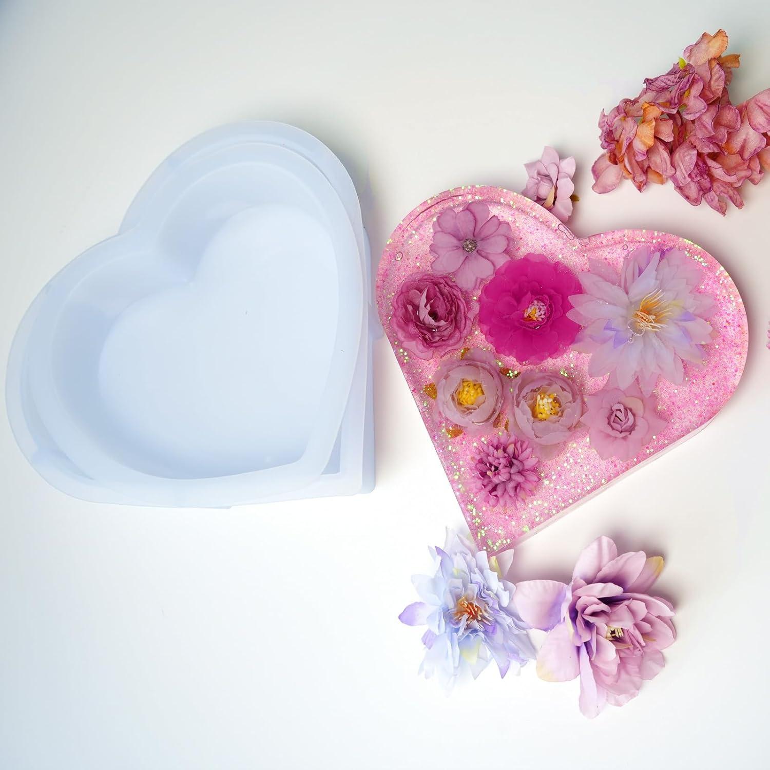 Moldes de Corazón de Silicona AOEDEO - 2 Piezas 21.8cm y 18.3cm