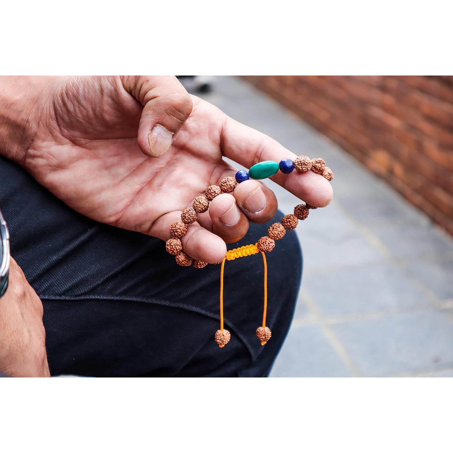 Mala de Rudraksha Hecho a Mano Manos de Tíbet 8mm Meditación