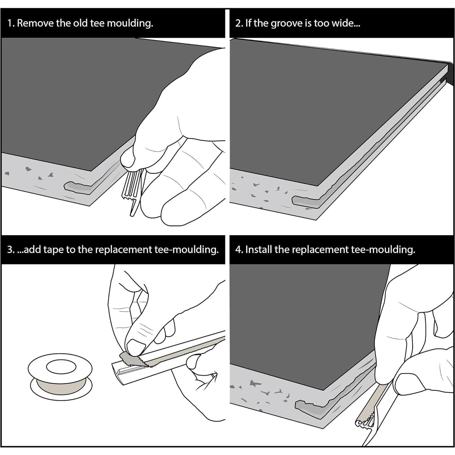 Moldura T Plástica Flexible Outwater 25 Pies Negra para Paneles